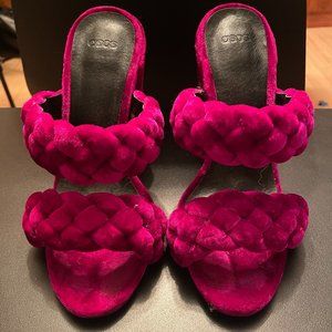 ASOS Velvet Heels - Deep Pink/Burgundy